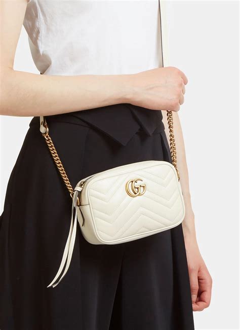 gucci gg marmont mini matelassé camera bag white|Gucci Marmont small matelasse bag.